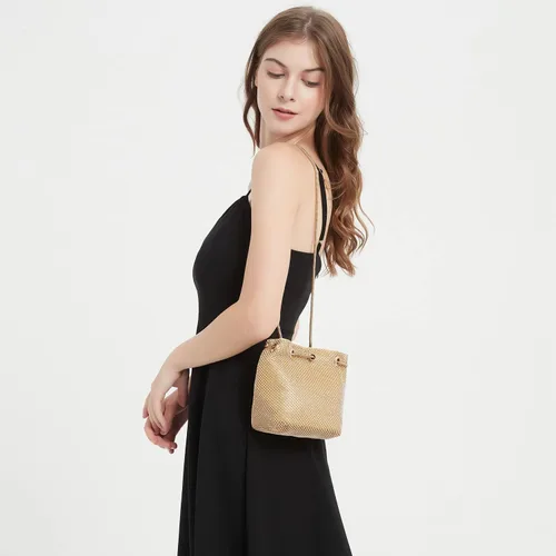 Vista 6 de Vgift Bolsa de cubo de lujo con diamantes de imitación, bolso de noche brillante para mujer