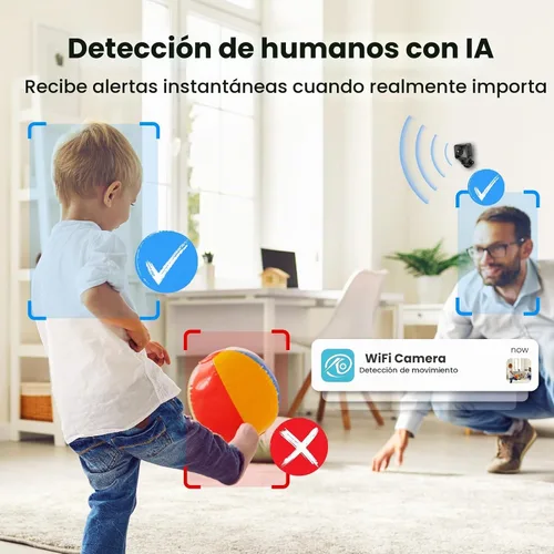 Vista 4 de VIDCASTIVE Cámara Oculta 1080P HD Mini Inalámbrica WiFi de Seguridad con Vista de Ángulo Amplio, Detección de Movimiento Humano AI