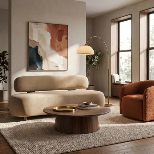 Vista 21 de Silla giratoria naranja con forma de barril, moderno círculo redondo individual con almohada para sala de estar, dormitorio, espacio pequeño, tela