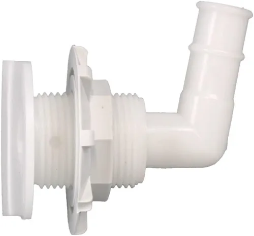 Vista 4 de Supra Boat Thru Hull Drain 104531 Codo de plástico blanco de 1 1/4 pulgadas