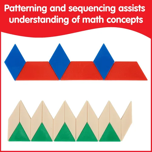 Vista 6 de Edx Education Pattern Blocks - Juego de 120 minitarras, bloques de patrón de plástico, clasificación de práctica, patrones, medición y fracciones