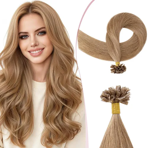 Vista 9 de SEGO Extensiones de cabello humano real con punta K, extensiones de cabello humano real, con punta en U, sin costuras, previamente adheridas