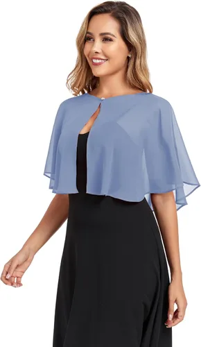 Vista 9 de TONGFANTFL Capelets de gasa para mujer, chal para vestido de noche Verde (Baby Green)