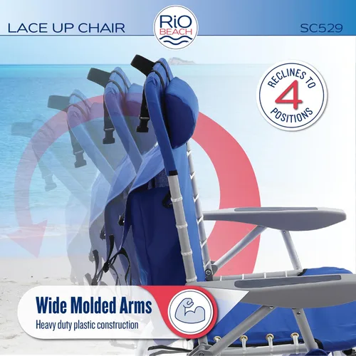 Vista 5 de Rio Brands ASC529 4-Position Backpack Lace-Up Suspension Folding Beach Chair