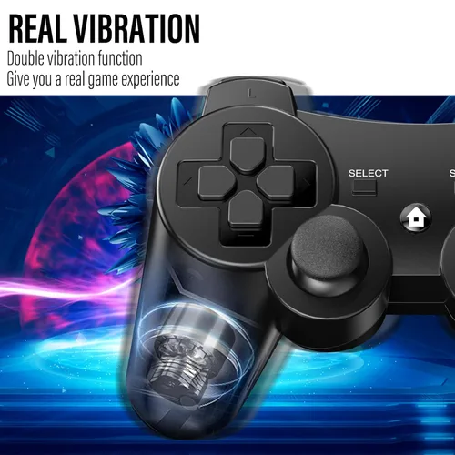 Vista 5 de Diswoe Controllers for PS-3, Wireless PS-3 Controller 2 Pack, Bluetooth Gamepad Joystick, Double Vibrating Controller for Play_station 3 with 2 USB