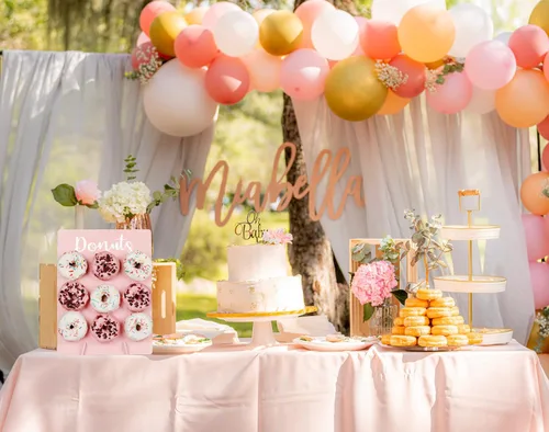 Vista 6 de Soporte de donas para fiesta, tablero de exhibición de madera con capacidad para 9 donas