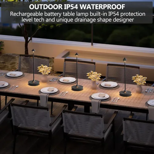 Vista 7 de Lámparas de mesa inalámbricas recargables, lámpara de escritorio LED de 4000 mAh, funciona con pilas, para exteriores, impermeable, portátil