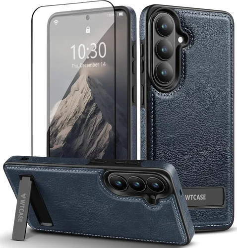 Vista 10 de WTCASE Funda de piel magnética fuerte para Samsung Galaxy S26 con soporte, [compatible con MagSafe], funda delgada y ajustable con función atril