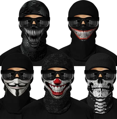Vista 44 de Pasamontañas 3D, máscara de cara completa, resistente al viento, máscara de esquí con calavera táctica para motocicleta, ciclismo, Halloween 4