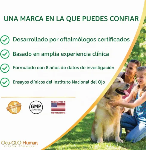 Vista 7 de Ocu-GLO Human Vision Formula Cápsulas de apoyo para la salud ocular, 90