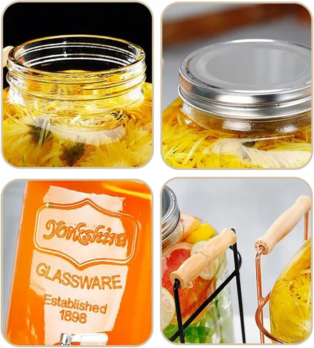 Vista 3 de Dispensador de bebidas de vidrio con espita sin fugas, dispensador de agua, contenedor de jugo para el hogar, dispensador de bebidas frías perfecto