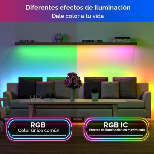 Vista 6 de SEZO WS2812B ECO Tira de luz LED 16.4 pies/5M 60 LED/m 300 píxeles, direccionable individualmente, programable, 5050SMD, RGB, aleación, cables Negro