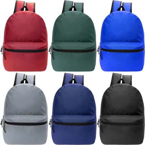 Vista 2 de Paquete de 24 mochilas clásicas a granel de 19 pulgadas para libros, 6 6 colores de asistencia