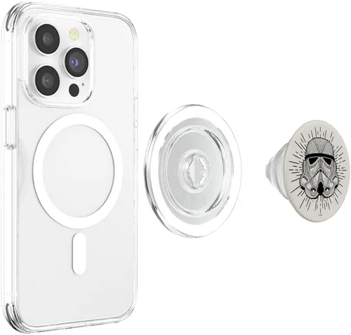 Vista 4 de Star Wars Casco Storm Trooper Line Art PopSockets MagSafe PopGrip para iPhone