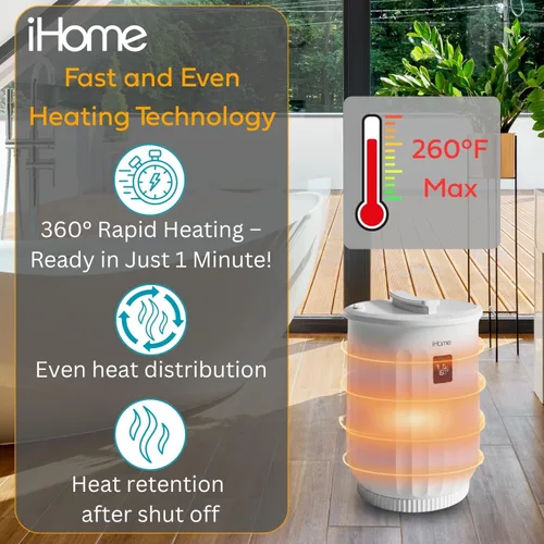 Vista 4 de iHome Calentador de toallas de lujo de 20 litros, calentadores de toallas grandes para baño, con soporte interior de almohadilla de fragancia, ideal