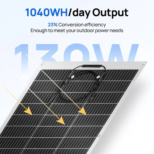 Vista 2 de ECO-WORTHY 2 paneles solares flexibles de 130 vatios (260 W) 12BB, 23.5% de alta eficiencia, impermeable, monocristalino, ligero, panel solar