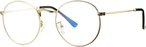 Vista 7 de Pro Acme Blue Light Glasses for Women Men, Classic Round Metal Frame B2 - Bronce - Filtro de luz azul