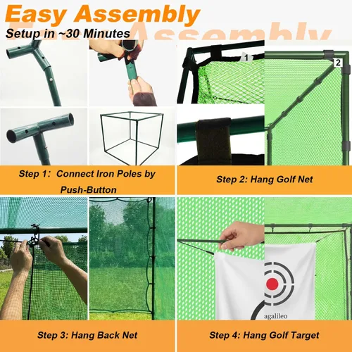 Vista 6 de Redes de práctica de golf para conducción en el patio trasero, uso en interiores, redes de conducción de golf resistentes para patio trasero, redes