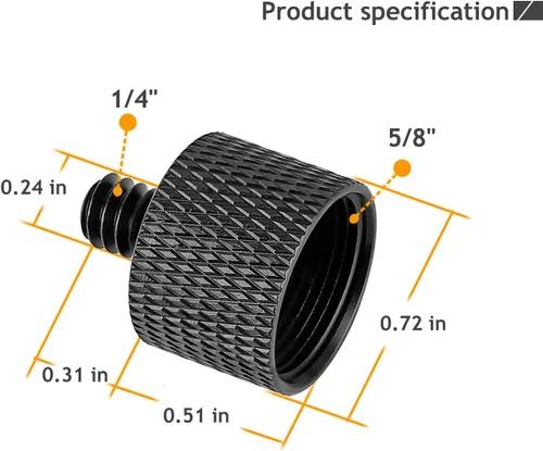 Vista 6 de Adaptador de 5/8 a 1/4, adaptador de rosca de micrófono de 5/8 pulgadas hembra a 1/4 pulgadas macho para soporte de micrófono, monitor de cámara