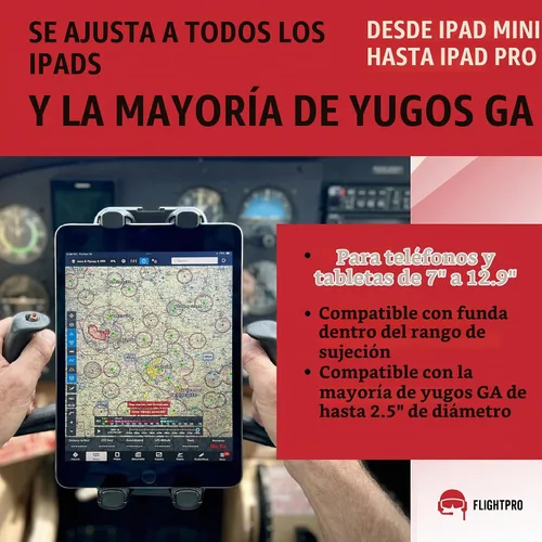 Vista 2 de FlightPro ProAviator - Soporte de yugo para iPad Pro, Mini, teléfonos