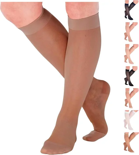 Vista 10 de ABSOLUTE SUPPORT Fabricado en EE. UU. - Medias de compresión graduada opacas para rodilla de soporte transparente para mujeres 15-20mmHg Para Negro