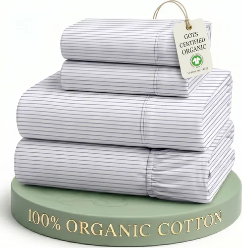Vista 44 de LANE LINEN - Juego de 2 sábanas de fibras largas 100 % algodón orgánico, percal de fibras largas, ultrasuave y transpirable, para colchones de hasta