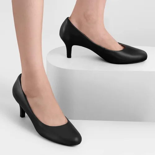 Vista 2 de Ankis - Zapatos de tacón bajo para mujer, color negro, nude, blanco, plateado, zapatos de vestir para el trabajo, oficina, boda, fiesta, graduación