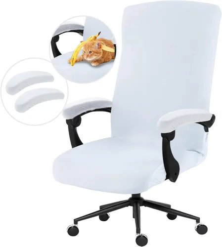 Vista 87 de Fundas elásticas resistentes al agua para sillas de computadora - Protectores lavables para respaldo giratorio y asiento para mascotas - Negro
