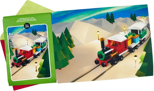 Vista 3 de Hallmark Tarjeta de Navidad Lego para niños (kit de construcción de tren de juguete)