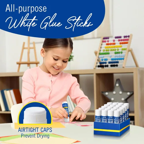 Vista 3 de Barras de pegamento para niños, barras de pegamento blancas a granel para el aula, 12 unidades, 1.3 onzas, lavables para todo propósito, para niños