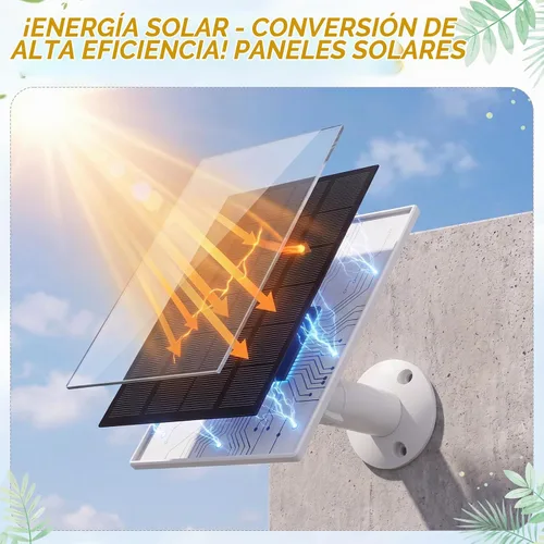 Vista 5 de Paquete de 4 paneles solares compatibles con cámara Google Nest para interiores y exteriores (versión de batería), cargador de energía solar