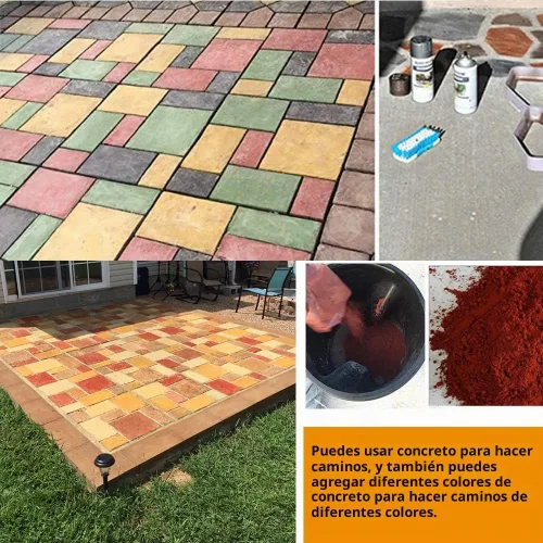 Vista 6 de Avalution Talla Grande 20"x20"x1.8" Creador de Caminos Molde de Piedra de Concreto Pathmate Reutilizable Adoquín de Piedra para Césped Patio Jardín