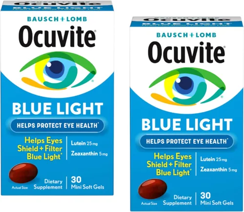 Vista 2 de Bausch + Lomb Ocuvite - Suplemento de luteína y zeaxantina de 25 mg de luteína y zeaxantina, 30 cápsulas blandas (paquete de 2)