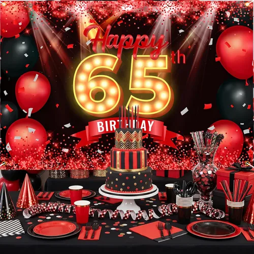 Vista 18 de Cartel de feliz cumpleaños 10 años, fondo rojo y negro, decoraciones de cumpleaños para niñas y niños de 10 años, artículos de fotografía
