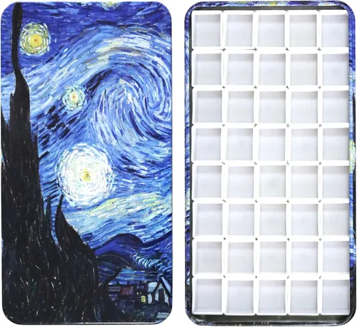 Vista 20 de FCLUB Paleta de latas de acuarela con 20 bandejas vacías completas con rayas magnéticas DIY tu kit de acuarela de viaje