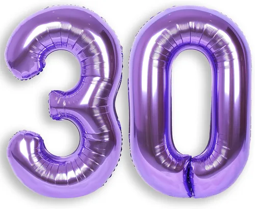 Vista 16 de Globo de número 0 de 40 pulgadas de RainbowQ Party, grande, color púrpura, para niños o niñas, números del 0 al 9, de papel de aluminio y Mylar