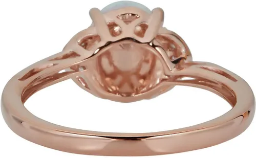 Vista 3 de Gin and Grace - Anillo de ópalo australiano natural de oro rosa de 10 quilates con diamantes reales para mujer, joyería de ópalo con forma ética