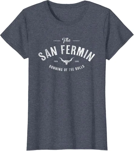 Vista 19 de The Running of the Bulls" - Pamplona Gift - Camiseta San Fermin, Rojo, S Asfalto