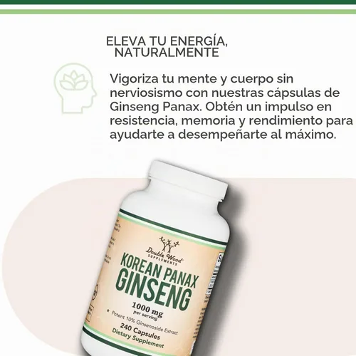 Vista 5 de Cápsulas de ginseng (extracto de ginseng rojo coreano, Panax Ginseng 10% de ginsenósidos) (suministro para 4 meses) 240 cápsulas veganas - 1,000 mg