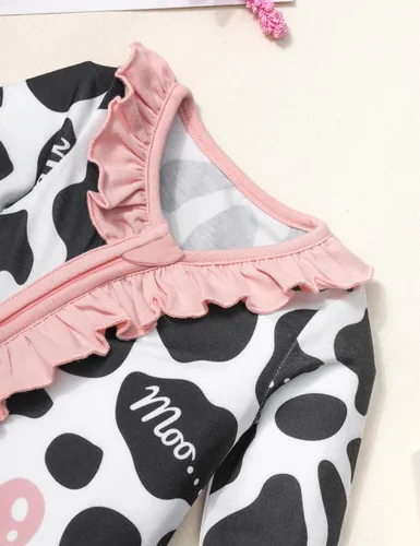 Vista 4 de Ropa de bebé recién nacida para bebé niña de manga larga con volantes y diadema
