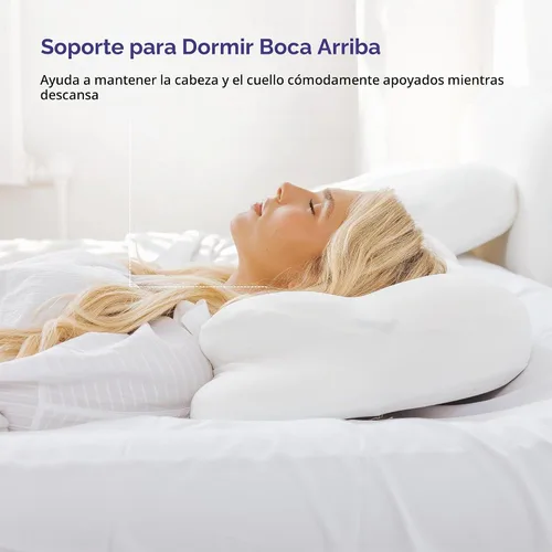 Vista 5 de Mellow Almohada Cloud Alignment – Soporte ergonómico para alineación de cuello y columna, doble altura, relleno ajustable, funda lavable a máquina