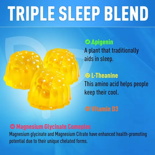 Vista 5 de Gomitas de complejo triple de magnesio – 800 mg de glicinato y citrato de magnesio, apigenina y L-teanina, para niños y adultos, naturalmente