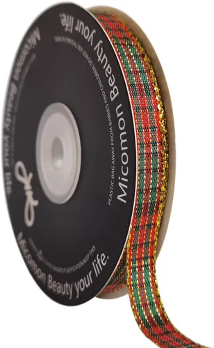 Vista 15 de Cinta a cuadros de guinga – 25 yardas, rojo y azul (3/8 pulgadas) para decoración de Navidad y embalaje de regalo