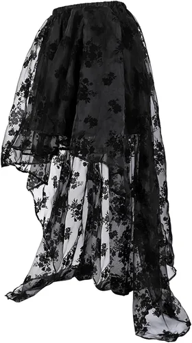 Vista 2 de Zhitunemi Falda steampunk para disfraz renacentista vestido victoriano para mujer, falda de corsé - fiesta de Halloween y ferias renacentistas