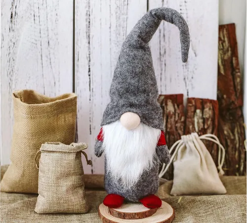 Vista 5 de elegantes medias de Navidad suecas con tarjeta de saludos y decoraciones regalo
