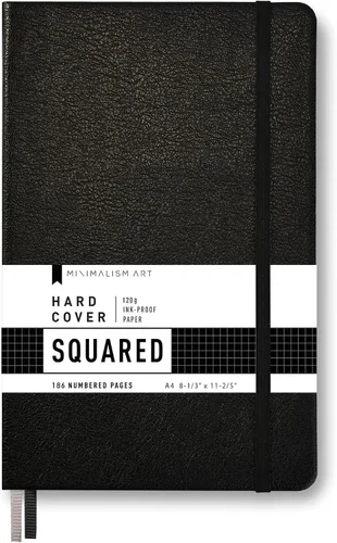 Vista 10 de Minimalism Art, Premium Hard Cover Notebook Journal, X-Large Size, Master A4 8.3" x 11.4", 186 Numbered Pages, Gusseted Pocket, Ribbon Bookmark