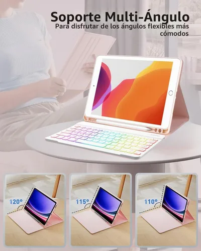Vista 4 de Funda para teclado para Galaxy Tab S6 Lite de 10.4 pulgadas 2024/2022/2020, cubierta de teclado Bluetooth magnético desmontable con retroiluminación