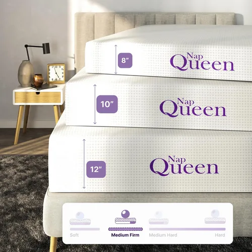 Vista 6 de NapQueen Colchón tamaño Twin de 6 pulgadas, colchón de espuma viscoelástica de carbón de bambú, cama en una caja, blanco