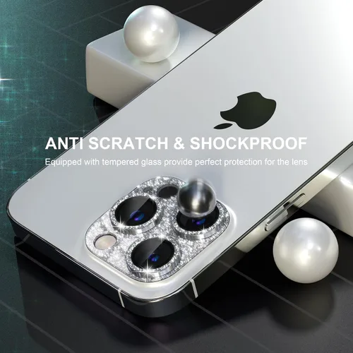 Vista 4 de Choiche Protector de lente de cámara para iPhone 14 Pro/iPhone 14 Pro Max, cubierta de cámara brillante con protector de pantalla de lente de vidrio