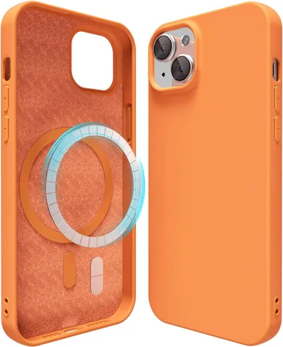Vista 45 de oakxco Funda de silicona para iPhone 12 Pro Max, magnética, compatible con carga inalámbrica Magsafe, cubierta protectora de goma suave y delgada